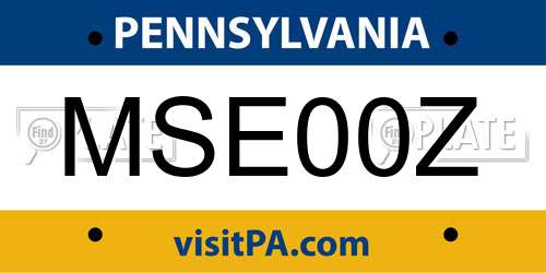 MSE00Z Pennsylvania License Plate
