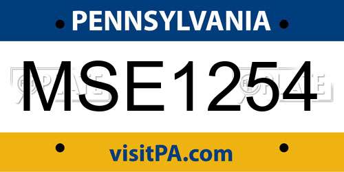 MSE1254 Pennsylvania License Plate