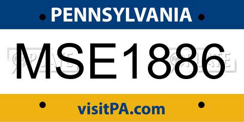 MSE1886 Pennsylvania License Plate