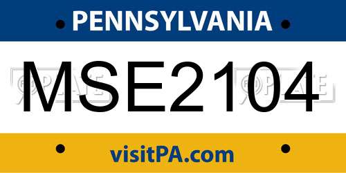 MSE2104 Pennsylvania License Plate