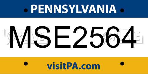 MSE2564 Pennsylvania License Plate