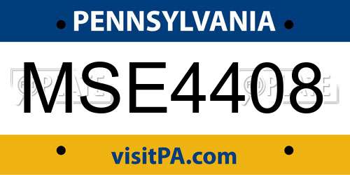 MSE4408 Pennsylvania License Plate