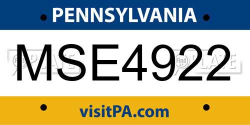 MSE4922 Pennsylvania License Plate