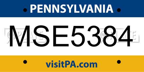 MSE5384 Pennsylvania License Plate