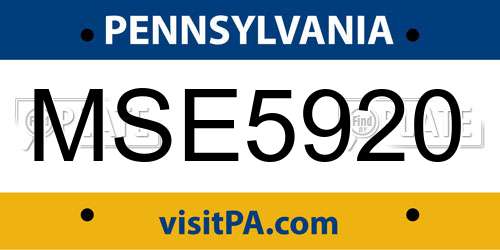 MSE5920 Pennsylvania License Plate