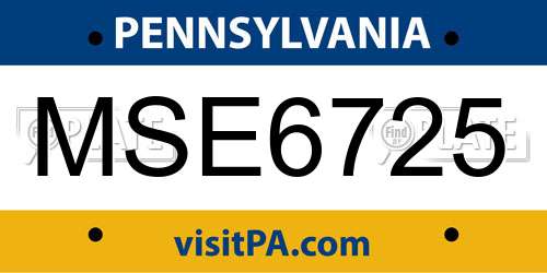 MSE6725 Pennsylvania License Plate