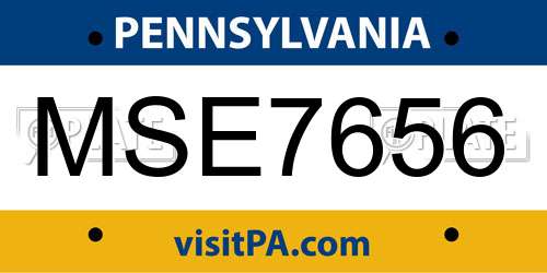 MSE7656 Pennsylvania License Plate