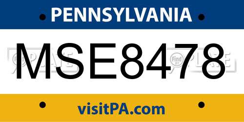 MSE8478 Pennsylvania License Plate