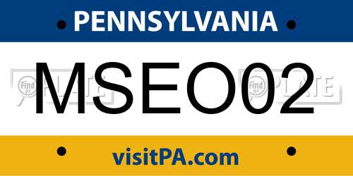 MSEO02 Pennsylvania License Plate