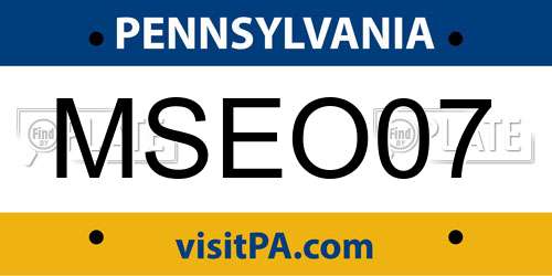 MSEO07 Pennsylvania License Plate