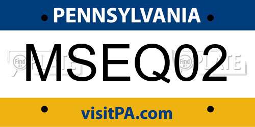 MSEQ02 Pennsylvania License Plate