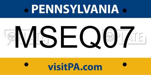 MSEQ07 Pennsylvania License Plate