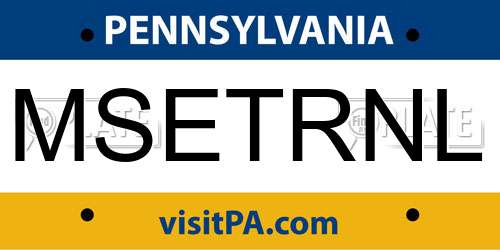 MSETRNL Pennsylvania License Plate