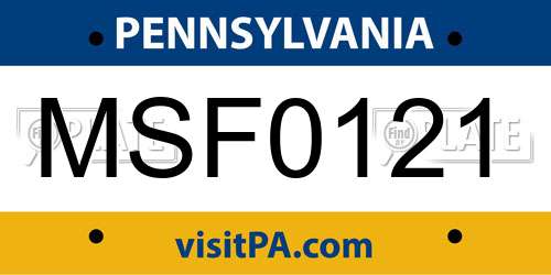 MSF0121 Pennsylvania License Plate