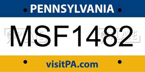 MSF1482 Pennsylvania License Plate