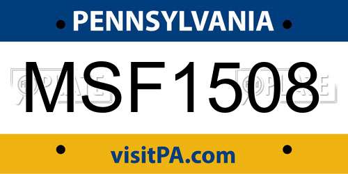 MSF1508 Pennsylvania License Plate