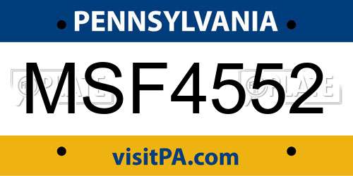 MSF4552 Pennsylvania License Plate