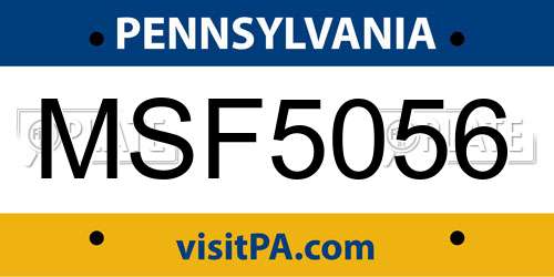 MSF5056 Pennsylvania License Plate