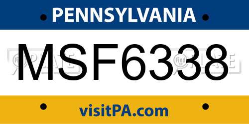 MSF6338 Pennsylvania License Plate