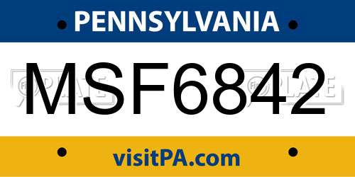 MSF6842 Pennsylvania License Plate