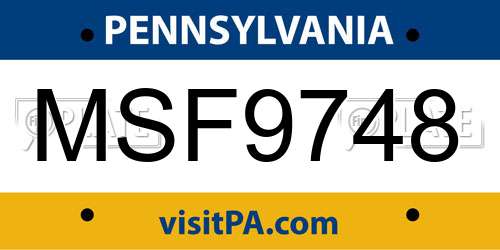 MSF9748 Pennsylvania License Plate