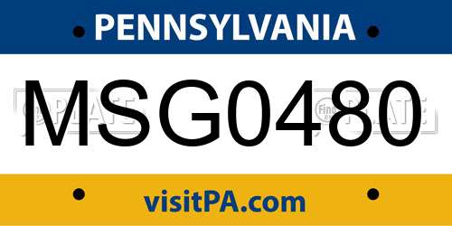 MSG0480 Pennsylvania License Plate