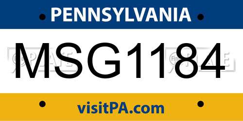 MSG1184 Pennsylvania License Plate
