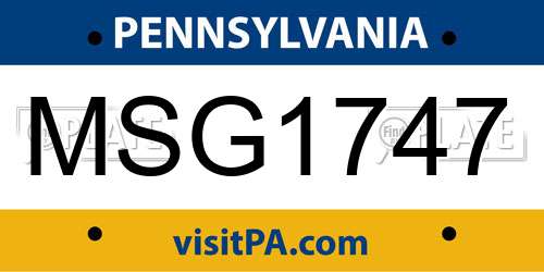 MSG1747 Pennsylvania License Plate