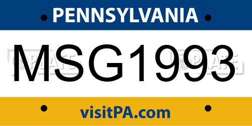 MSG1993 Pennsylvania License Plate