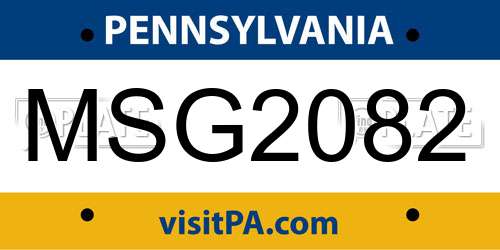 MSG2082 Pennsylvania License Plate
