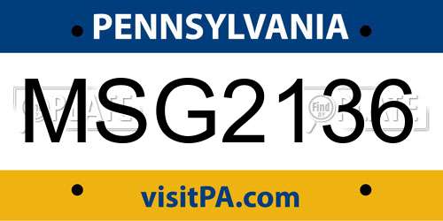 MSG2136 Pennsylvania License Plate