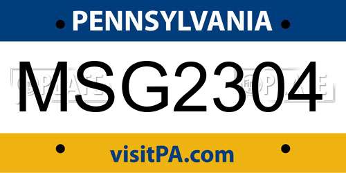 MSG2304 Pennsylvania License Plate