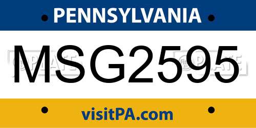 MSG2595 Pennsylvania License Plate