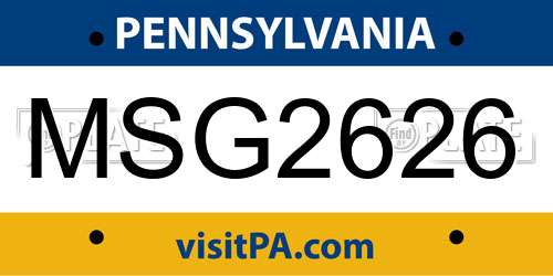 MSG2626 Pennsylvania License Plate
