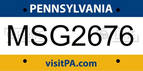MSG2676 Pennsylvania License Plate