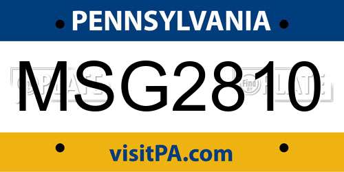 MSG2810 Pennsylvania License Plate