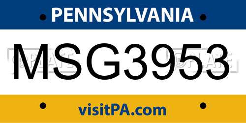 MSG3953 Pennsylvania License Plate
