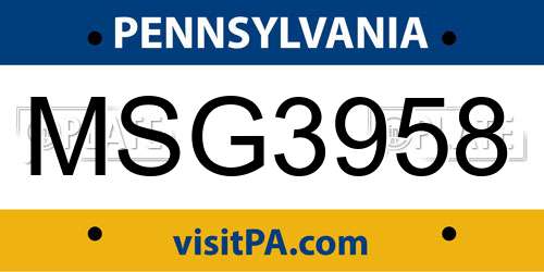 MSG3958 Pennsylvania License Plate