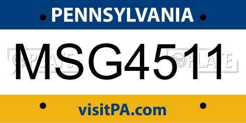 MSG4511 Pennsylvania License Plate