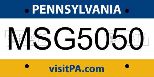 MSG5050 Pennsylvania License Plate