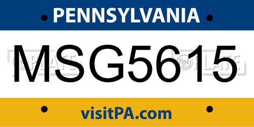 MSG5615 Pennsylvania License Plate