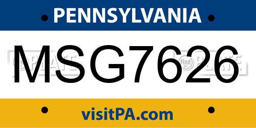 MSG7626 Pennsylvania License Plate