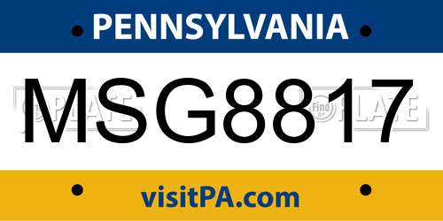 MSG8817 Pennsylvania License Plate