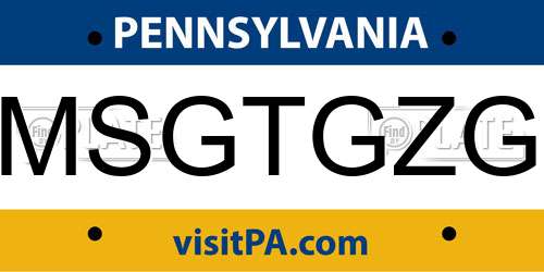 MSGTGZG Pennsylvania License Plate