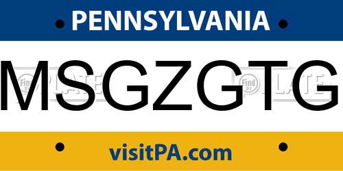 MSGZGTG Pennsylvania License Plate