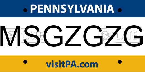 MSGZGZG Pennsylvania License Plate