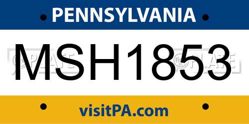 MSH1853 Pennsylvania License Plate