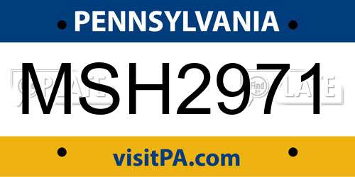 MSH2971 Pennsylvania License Plate