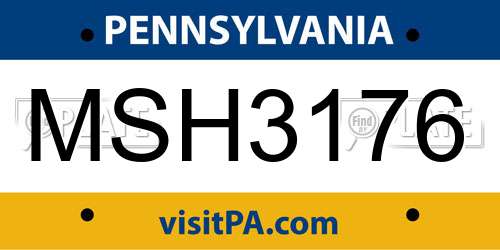 MSH3176 Pennsylvania License Plate
