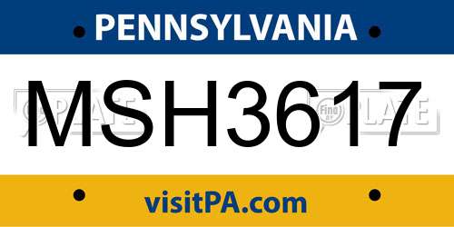 MSH3617 Pennsylvania License Plate